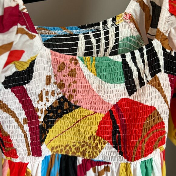 NWOT Boutique Smocked Abstract Boho Maxi Dress- Size M - Picture 4 of 5